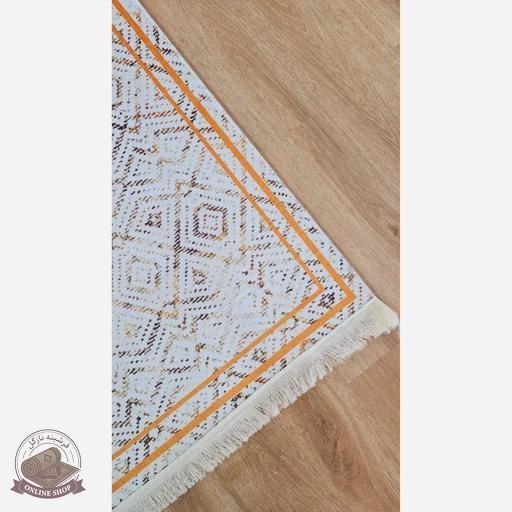 فرشینه کناره و راهرویی جنس مخمل طرح هندسی استُپ دار R106