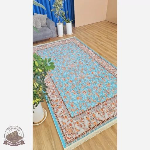 فرشینه مخمل آبی طرح ابریشمی استُپ دار (ابعاد دلخواه) - a095