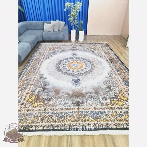 فرش طوسی مدرن جنس مخمل هازان تُرک استُپ دار(ابعاد دلخواه) (ضد سُر)