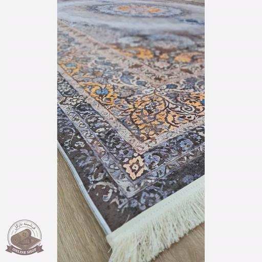 فرش طوسی مدرن جنس مخمل هازان تُرک استُپ دار(ابعاد دلخواه) (ضد سُر)