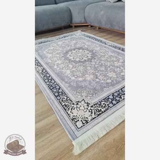 فرشینه طوسی مدرن جنس مخمل هازان تُرک استُپ دار(ابعاد دلخواه)ضد لغزش کد u16