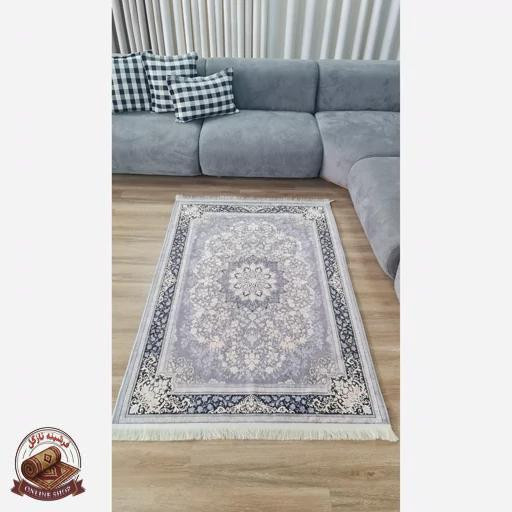 فرشینه طوسی مدرن جنس مخمل هازان تُرک استُپ دار(ابعاد دلخواه)ضد لغزش کد u16