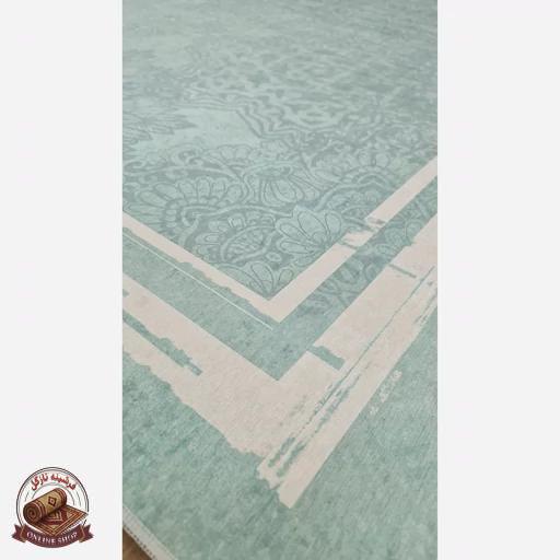 فرشینه آبی کم رنگ جنس مخمل هازان تُرک استُپ دار(ابعاد دلخواه) کد 631