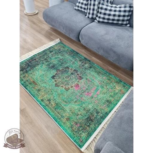 فرشینه مخمل سبز لاکی استُپ دار (ابعاد دلخواه) - u137