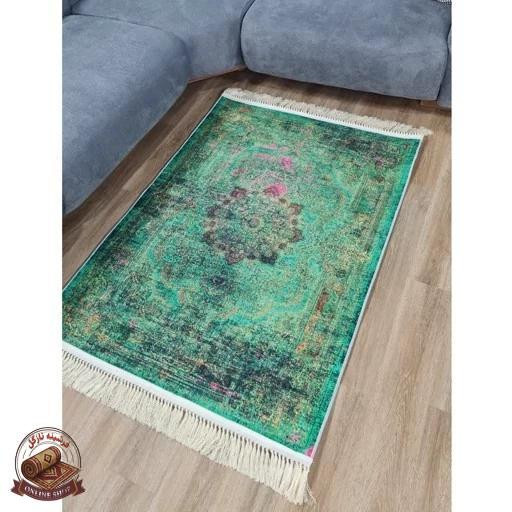 فرشینه مخمل سبز لاکی استُپ دار (ابعاد دلخواه) - u137