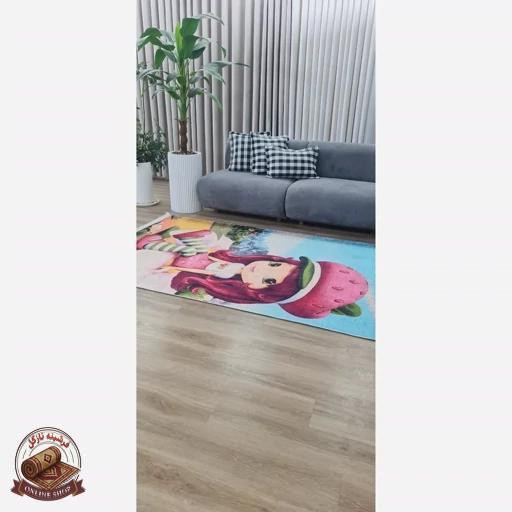 فرش کودک جنس مخمل طرح دخترانه استُپ دار( ضد سُر)