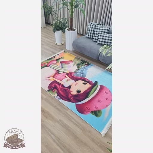 فرش کودک جنس مخمل طرح دخترانه استُپ دار( ضد سُر)