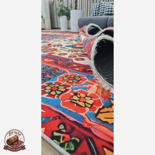 خرید فرش مخمل سنتی قرمز لاکی استُپ دار (ابعاد دلخواه)