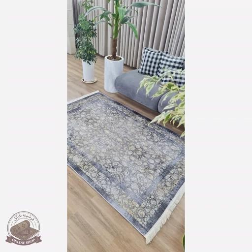 فرشینه طوسی افشان جنس مخمل هازان تُرک استُپ دارu58(ابعاد دلخواه)ضد سُر