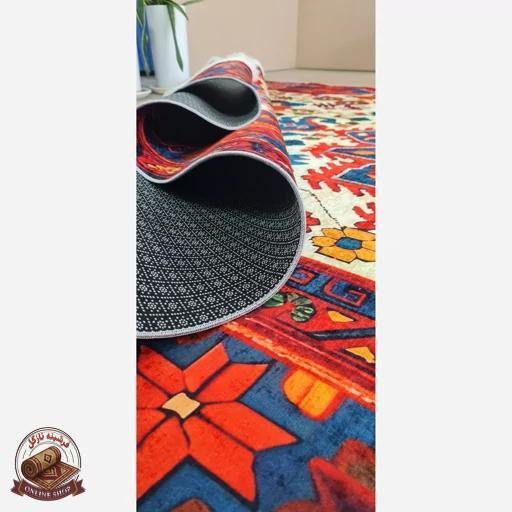 خرید فرش مخمل سنتی قرمز لاکی استُپ دار (ابعاد دلخواه)