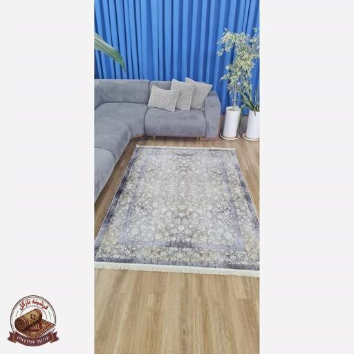 فرشینه طوسی افشان جنس مخمل هازان تُرک استُپ دارu58(ابعاد دلخواه)ضد سُر