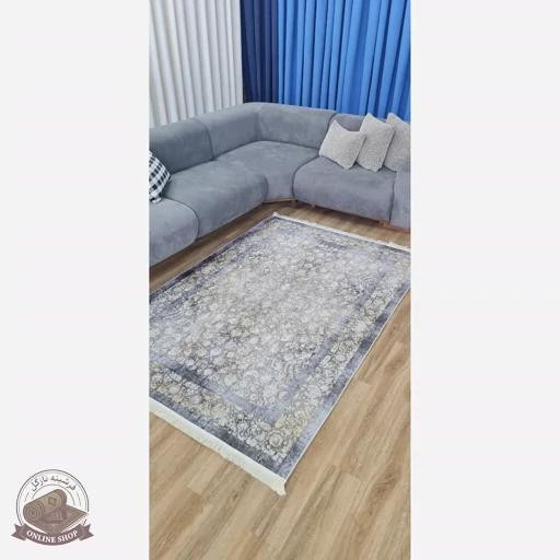 فرشینه طوسی افشان جنس مخمل هازان تُرک استُپ دارu58(ابعاد دلخواه)ضد سُر