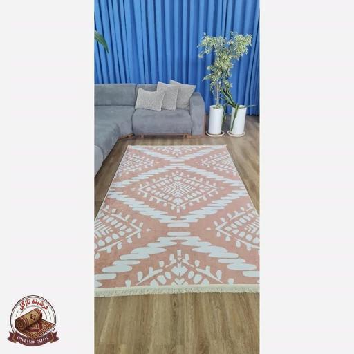فرشینه کِرم جنس مخمل هازان تُرک استُپ دار(ابعاد دلخواه)ضد سُر