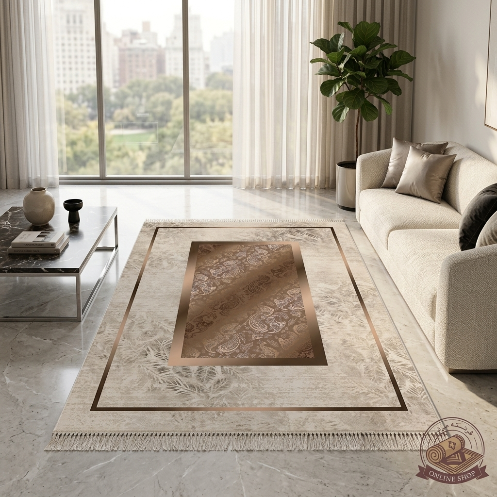 فرشینه مخمل کِرم مدرن ترمز دار (ابعاد دلخواه) h407
