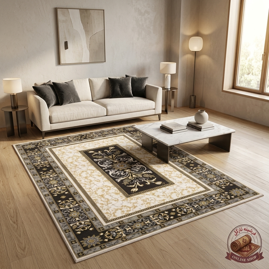 فرش مخمل مدرن طرح ابریشمی استُپ دار (ابعاد دلخواه) a170