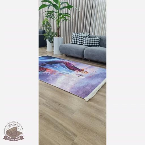 فرشینه کودک جنس مخمل هازان طرح دخترانه استُپ دار( ضد سُر)