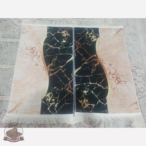 فرشینه مخمل مشکی کِرم مدرن استُپ دار (اصلا سُر نمیخوره) h421