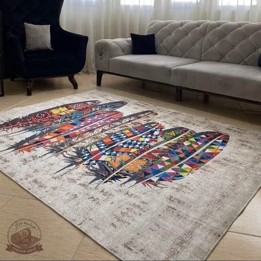 فرشینه مخمل مدرن طرح پَررنگی استُپ دار ( لیز نمیخوره) h261