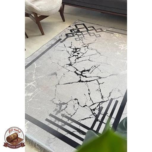 فرشینه طوسی h176 رویه مخمل ترک نرم و صاف مدرن ضدلغزش (ابعاد دلخواه)