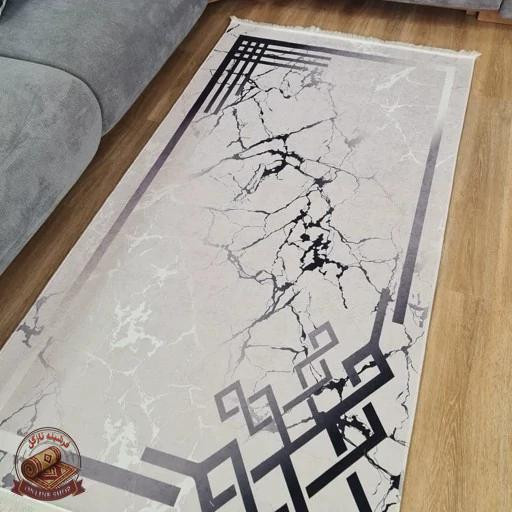 فرشینه طوسی h176 رویه مخمل ترک نرم و صاف مدرن ضدلغزش (ابعاد دلخواه)