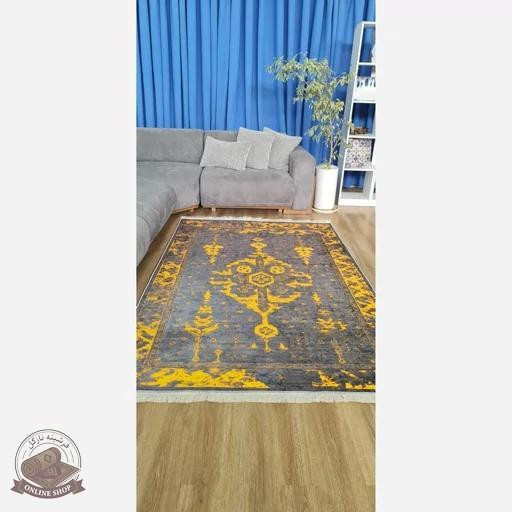 فرشینه وینتیج | طوسی طلایی رویه مخمل نرررم هازان ترک | زیره استُپ دار (ابعاد دلخواه) تولید میشه کد u637