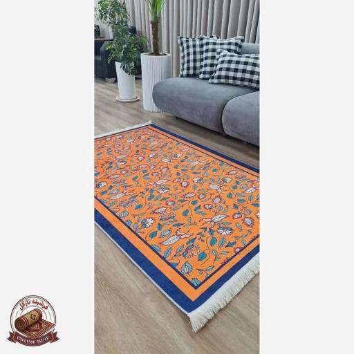 فرشینه نارنجی جنس مخمل تُرک ابعاد دلخواه تولید میشه استُپ دار
