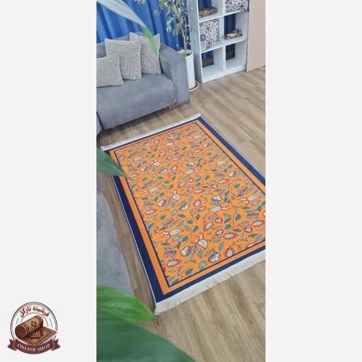 فرشینه نارنجی جنس مخمل تُرک ابعاد دلخواه تولید میشه استُپ دار