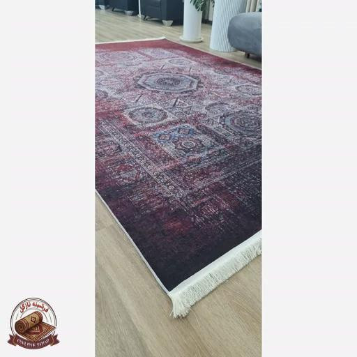 فرشینه زرشکی فانتزی جنس مخمل تُرک ابعاددلخواه تولید میشه استُپ دار کد m215