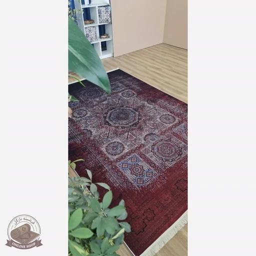 فرشینه زرشکی فانتزی جنس مخمل تُرک ابعاددلخواه تولید میشه استُپ دار کد m215