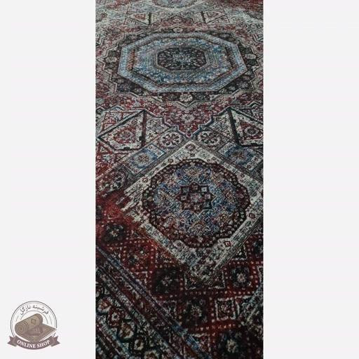 فرشینه زرشکی فانتزی جنس مخمل تُرک ابعاددلخواه تولید میشه استُپ دار کد m215