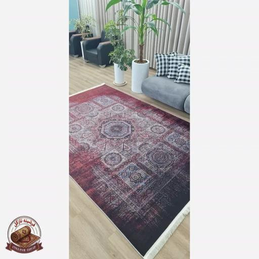 فرشینه زرشکی فانتزی جنس مخمل تُرک ابعاددلخواه تولید میشه استُپ دار کد m215
