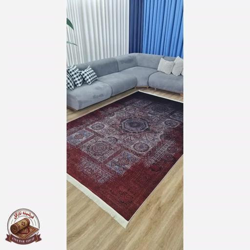 فرشینه زرشکی فانتزی جنس مخمل تُرک ابعاددلخواه تولید میشه استُپ دار کد m215