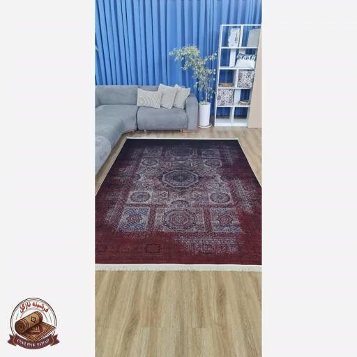 فرشینه زرشکی فانتزی جنس مخمل تُرک ابعاددلخواه تولید میشه استُپ دار کد m215