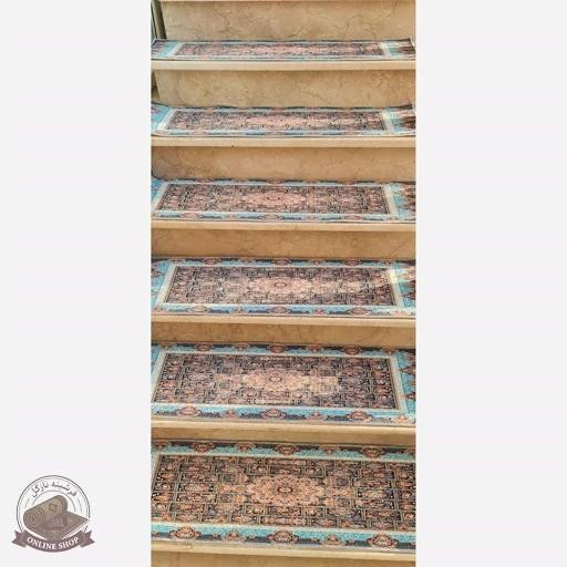 فرشینه رو پِله و پاگرد | در +6000طرح متنوع مخمل تُرک ضدلغزش (استپ دار) p100 بدون نیاز به نصب