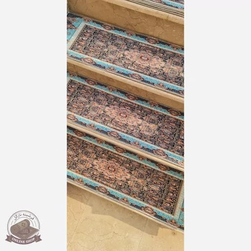 فرشینه رو پِله و پاگرد | در +6000طرح متنوع مخمل تُرک ضدلغزش (استپ دار) p100 بدون نیاز به نصب