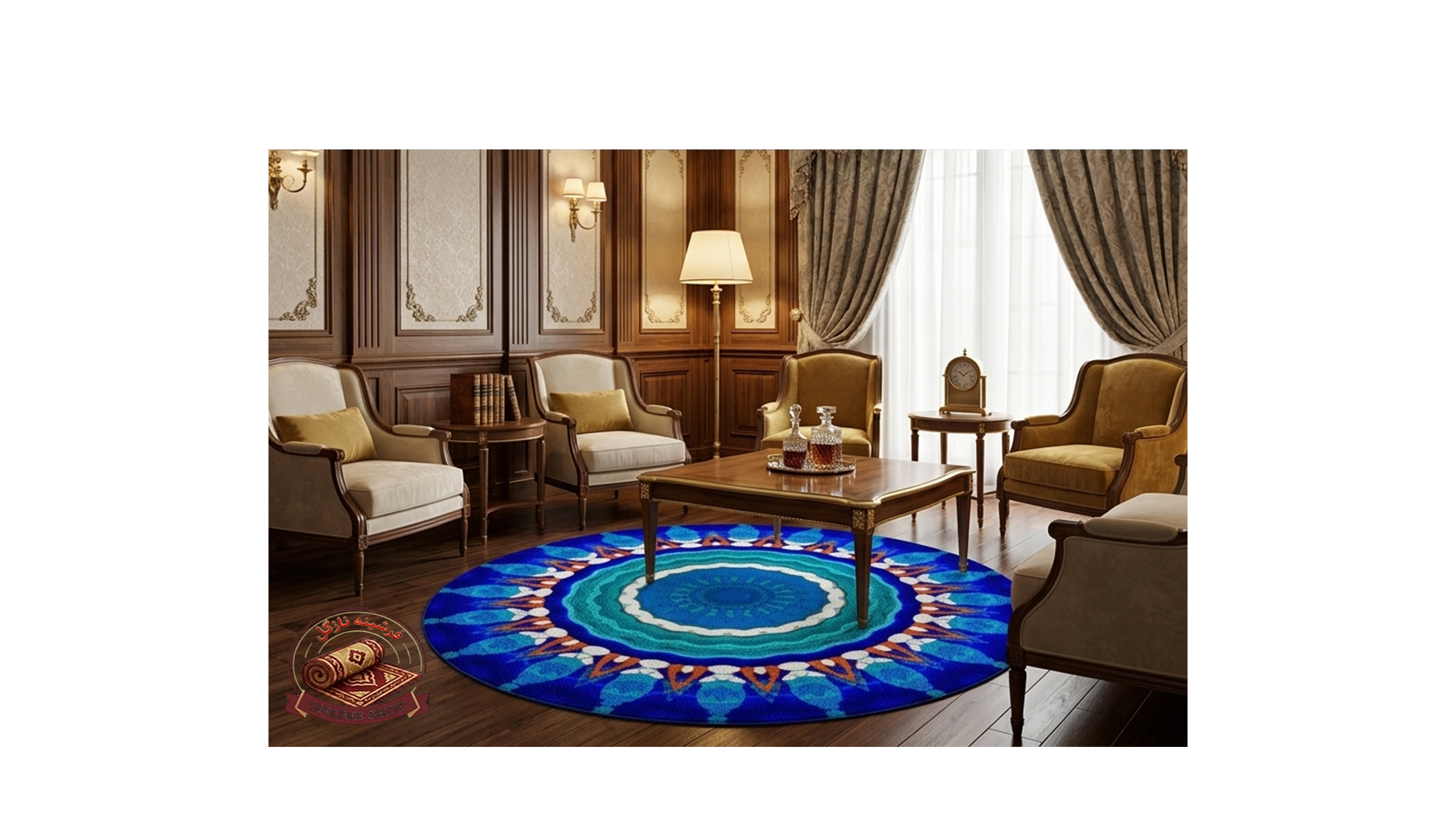 فرشینه مدرن جنس مخمل دایره ای استُپ دار (سفارشی)