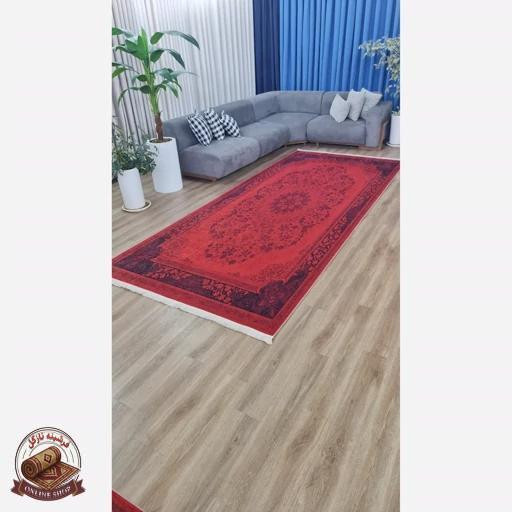 فرشینه مدرن قرمز | جنس مخمل هازان ترک نرررم و صاف | زیره ضدلغزش (ابعاد دلخواه) u100