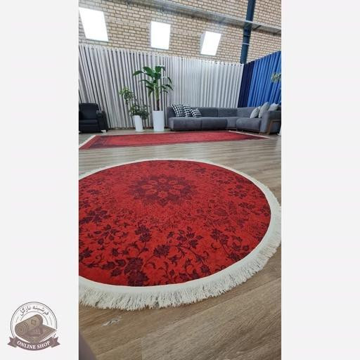 فرشینه مدرن قرمز | جنس مخمل هازان ترک نرررم و صاف | زیره ضدلغزش (ابعاد دلخواه) u100
