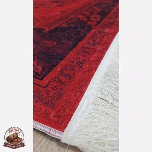 فرشینه مدرن قرمز | جنس مخمل هازان ترک نرررم و صاف | زیره ضدلغزش (ابعاد دلخواه) u100