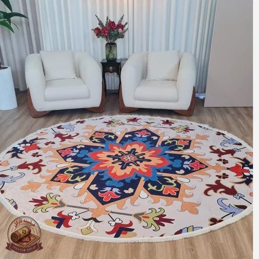 فرشینه مدرن جنس مخمل دایره ای استُپ دار d174 (سفارشی)