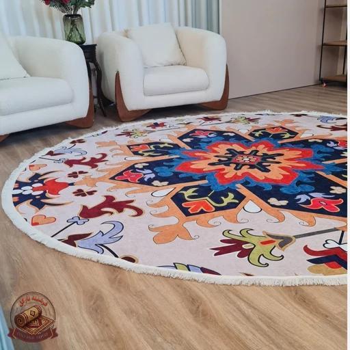 فرشینه مدرن جنس مخمل دایره ای استُپ دار d174 (سفارشی)