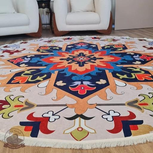 فرشینه مدرن جنس مخمل دایره ای استُپ دار d174 (سفارشی)