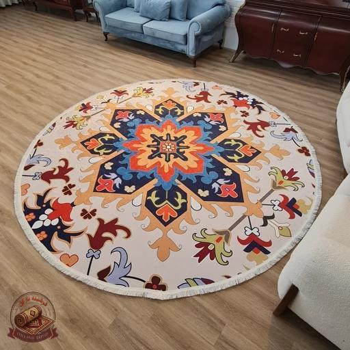 فرشینه مدرن جنس مخمل دایره ای استُپ دار d174 (سفارشی)