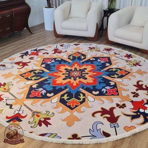 فرشینه مدرن جنس مخمل دایره ای استُپ دار d174 (سفارشی)