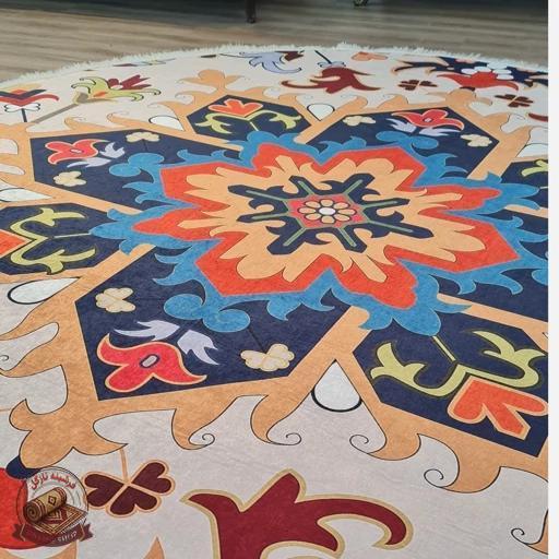 فرشینه مدرن جنس مخمل دایره ای استُپ دار d174 (سفارشی)