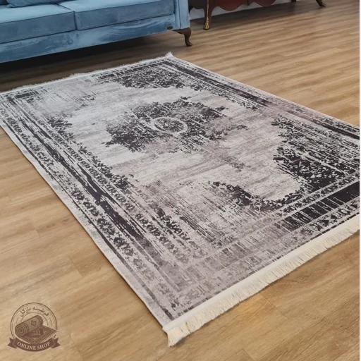 فرشینه مخمل طوسی مدرن ترمز دار (ابعاد دلخواه) h473