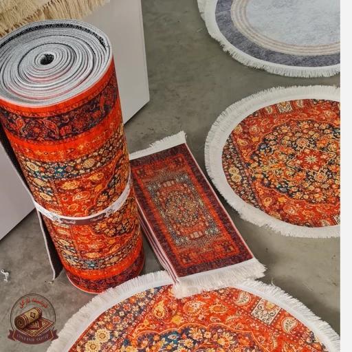 فرشینه مدرن جنس مخمل دایره ای استُپ دار (سفارشی) u111