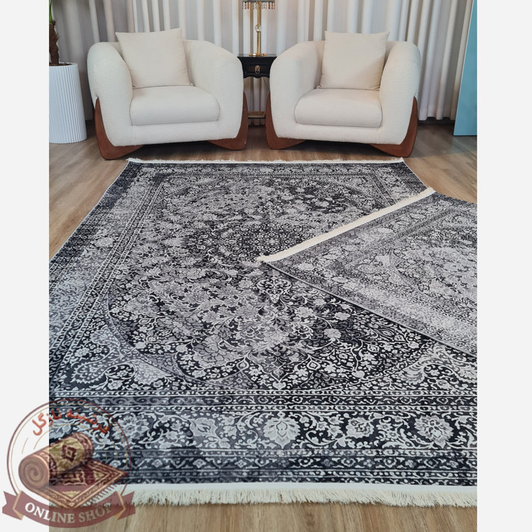فرشینه مخمل شنل ترک طوسی مشکی U03
