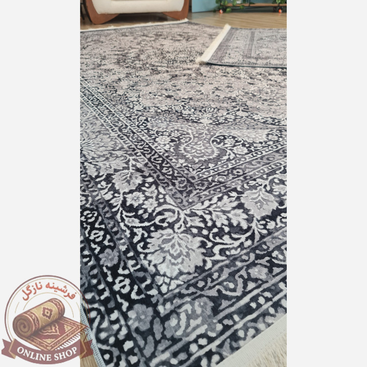 فرشینه مخمل شنل ترک طوسی مشکی U03