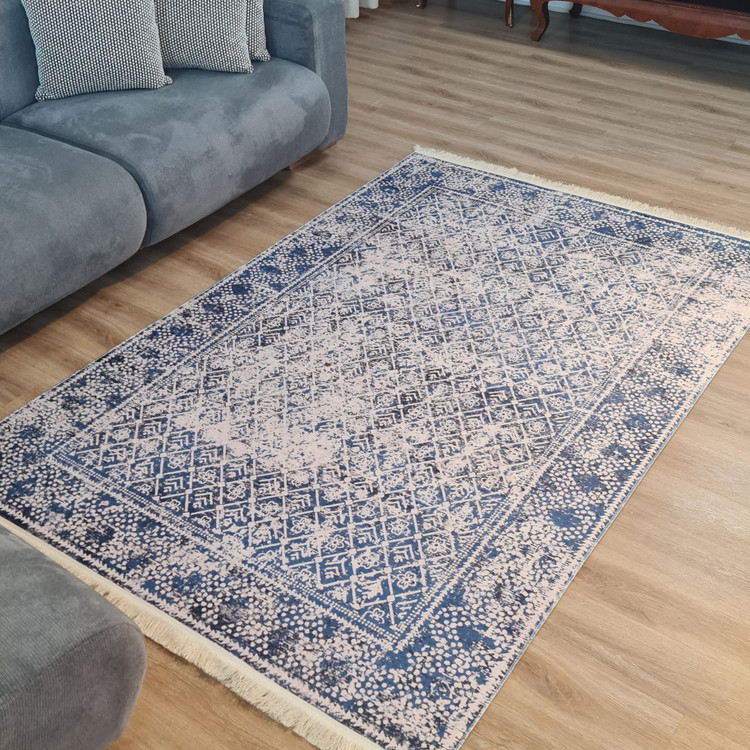 فرشینه مخمل ابی کم رنگ مدرن ترمز دار (ابعاد دلخواه) u632 (پس کرایه)
